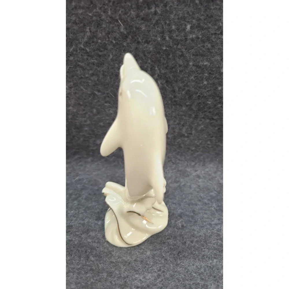 Lenox White Dolphin Porcelain Figurine 24K Gold Trim Elegant Ocean Collectible